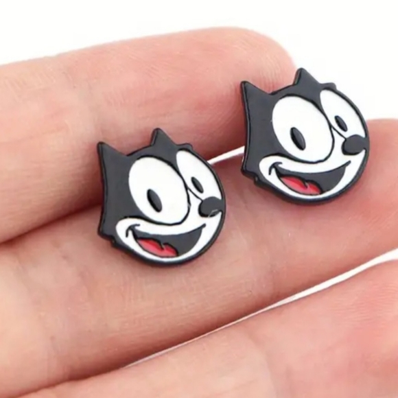 Adorable Felix the cat studs earrings - Picture 1 of 6